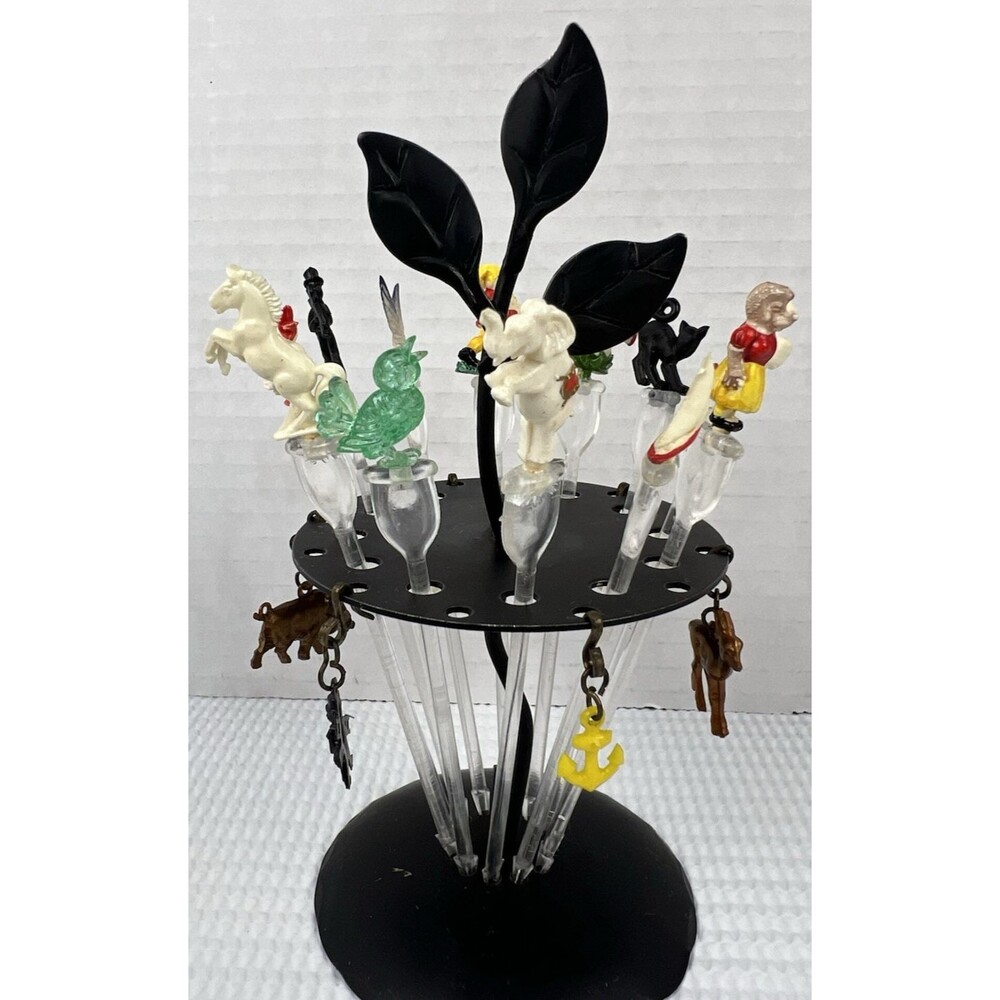 Vtg Punch Bowl Drink Skewers And Charmes Pendants